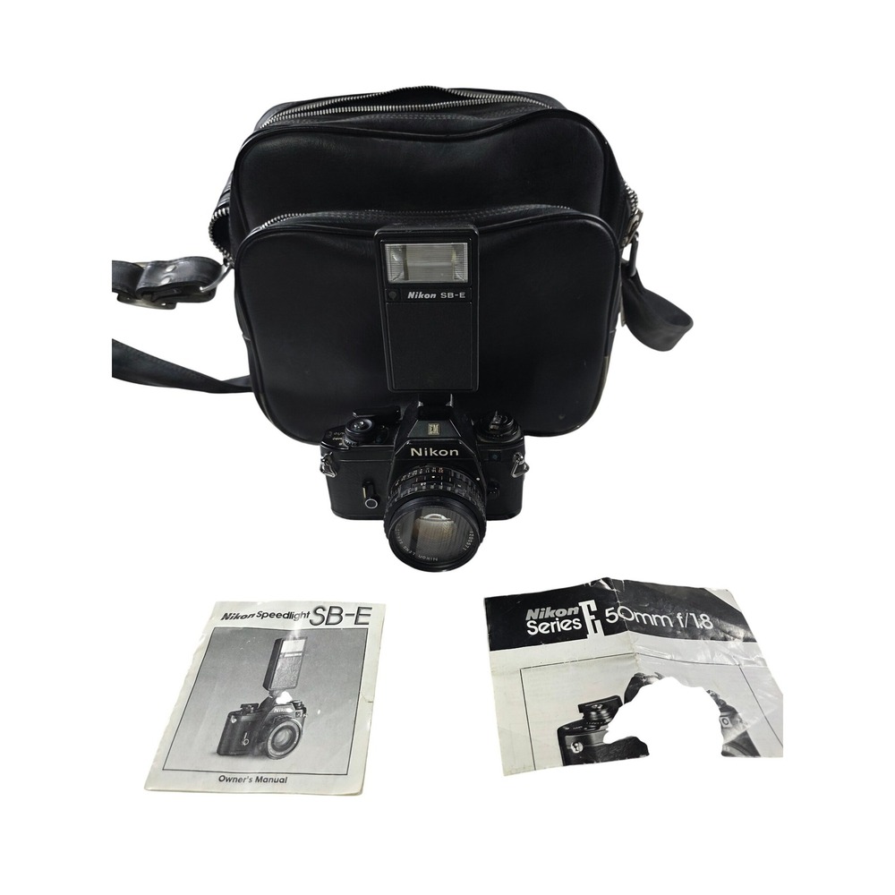 Nikon EM‎ 35mm SLR Film Camera with 50mm f1.8 Lens SB-E Flash and Bag Bundle